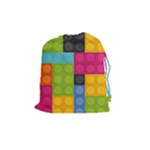 pink Building Blocks Drawstring Pouch (Medium)