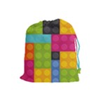 pink Building Blocks Drawstring Pouch (Large)