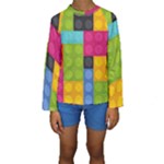 pink Building Blocks Kids  Long Sleeve Swimwear