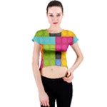 pink Building Blocks Crew Neck Crop Top