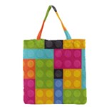 pink Building Blocks Grocery Tote Bag