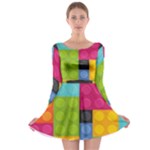 pink Building Blocks Long Sleeve Skater Dress