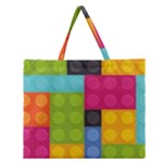 pink Building Blocks Zipper Large Tote Bag