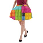 pink Building Blocks A-Line Pocket Skirt