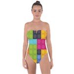 pink Building Blocks Tie Back One Piece Swimsuit