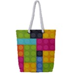 pink Building Blocks Full Print Rope Handle Tote (Small)