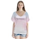 Watercolor Gradient Ombre V-Neck Flutter Sleeve Top