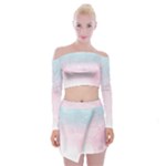 Watercolor Gradient Ombre Off Shoulder Top with Mini Skirt Set