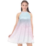 Watercolor Gradient Ombre Halter Neckline Chiffon Dress 