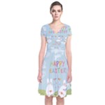 easter bunnies Short Sleeve Front Wrap Dress