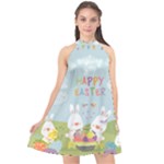 easter bunnies Halter Neckline Chiffon Dress 