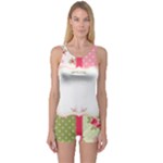 Shabby Chic Roses One Piece Boyleg Swimsuit