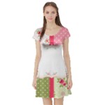 Shabby Chic Roses Short Sleeve Skater Dress