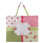 Shabby Chic Roses Zipper Large Tote Bag