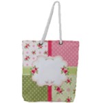 Shabby Chic Roses Full Print Rope Handle Tote (Large)