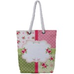 Shabby Chic Roses Full Print Rope Handle Tote (Small)