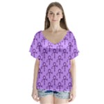 Prince love Symbol V-Neck Flutter Sleeve Top