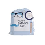 hipster happy Fathers Day  Drawstring Pouch (Large)