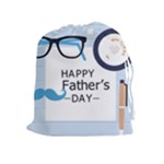 hipster happy Fathers Day  Drawstring Pouch (XL)