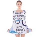 hipster happy Fathers Day  Long Sleeve Velvet Skater Dress