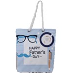 hipster happy Fathers Day  Full Print Rope Handle Tote (Large)