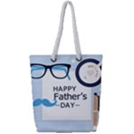 hipster happy Fathers Day  Full Print Rope Handle Tote (Small)