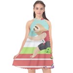 Sloth Race Halter Neckline Chiffon Dress 