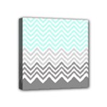 chevron teal grey Mini Canvas 4  x 4  (Stretched)