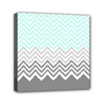 chevron teal grey Mini Canvas 6  x 6  (Stretched)