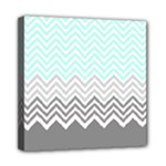 chevron teal grey Mini Canvas 8  x 8  (Stretched)