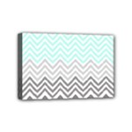 chevron teal grey Mini Canvas 6  x 4  (Stretched)