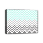 chevron teal grey Mini Canvas 7  x 5  (Stretched)