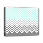 chevron teal grey Canvas 10  x 8  (Stretched)