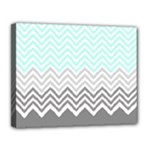 chevron teal grey Canvas 14  x 11  (Stretched)