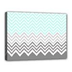 chevron teal grey Canvas 16  x 12  (Stretched)