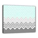 chevron teal grey Canvas 20  x 16  (Stretched)