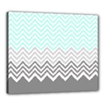 chevron teal grey Canvas 24  x 20  (Stretched)