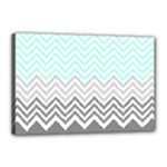 chevron teal grey Canvas 18  x 12  (Stretched)