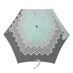 chevron teal grey Mini Folding Umbrella