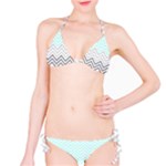 chevron teal grey Classic Bikini Set