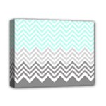 chevron teal grey Deluxe Canvas 14  x 11  (Stretched)