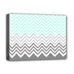 chevron teal grey Deluxe Canvas 16  x 12  (Stretched) 