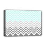 chevron teal grey Deluxe Canvas 18  x 12  (Stretched)