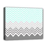 chevron teal grey Deluxe Canvas 20  x 16  (Stretched)