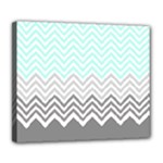 chevron teal grey Deluxe Canvas 24  x 20  (Stretched)