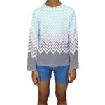 chevron teal grey Kids  Long Sleeve Swimwear