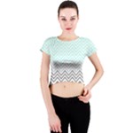 chevron teal grey Crew Neck Crop Top