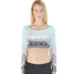 chevron teal grey Long Sleeve Crop Top