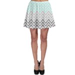 chevron teal grey Skater Skirt