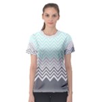 chevron teal grey Women s Sport Mesh Tee